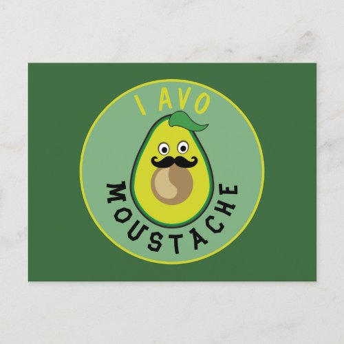 Avocado Moustache Funny Green Postcard