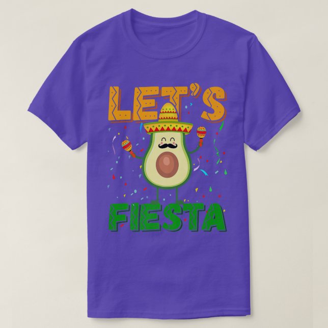 Avocado Mustache Sombrero Cinco De Mayo Lets Fiest T-Shirt (Design Front)