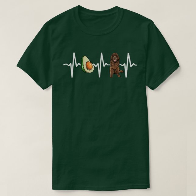 Avocado Newfoundland Heartbeat Dog Lover  T-Shirt (Design Front)