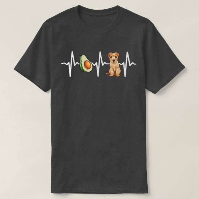Avocado Norfolk Terrier Heartbeat Dog Lover  T-Shirt (Design Front)