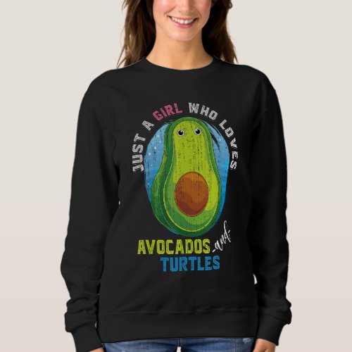 Avocado Ocean Animal  Girls Women Pet Cute Turtle Sweatshirt