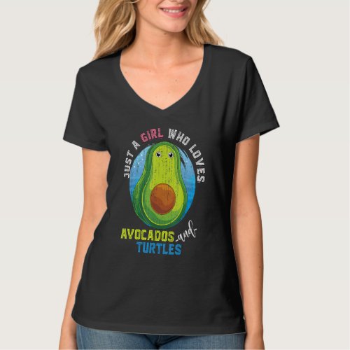 Avocado Ocean Animal  Girls Women Pet Cute Turtle T_Shirt