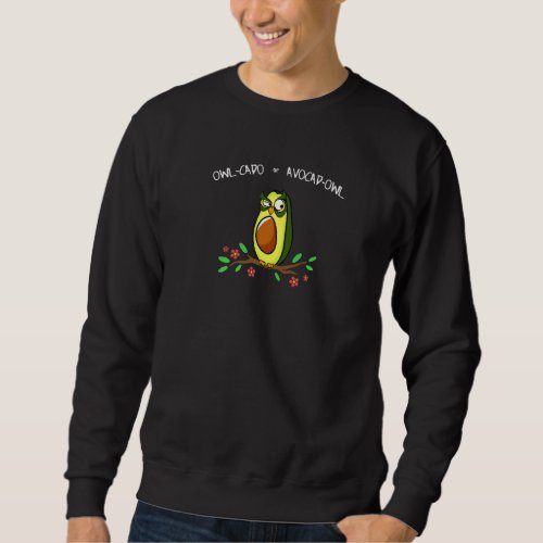 Avocado Owl Bird Watching With Flowers Graphic Sho Sweatshirt