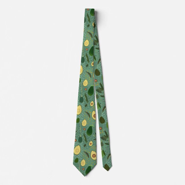 Avocado Party Pattern Neck Tie (Front)