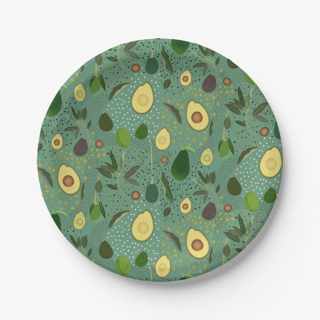 Avocado Party Pattern Paper Plates (Front)