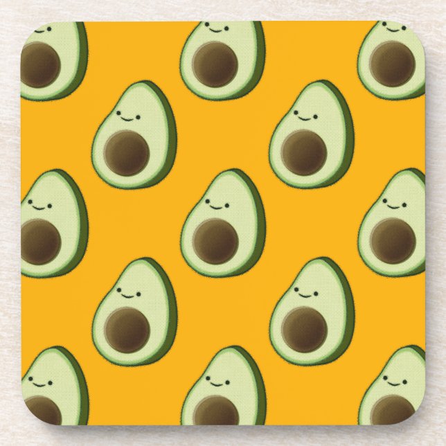 Avocado Pattern Beverage Coaster (Front)