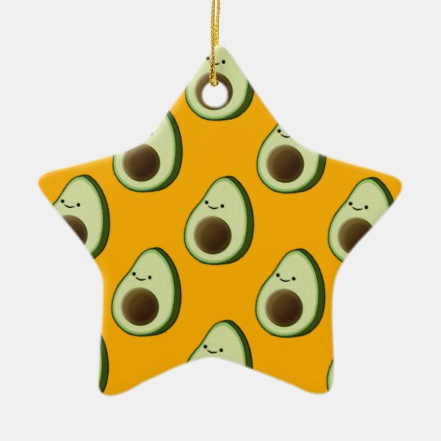 Avocado Pattern Ceramic Ornament (Front)