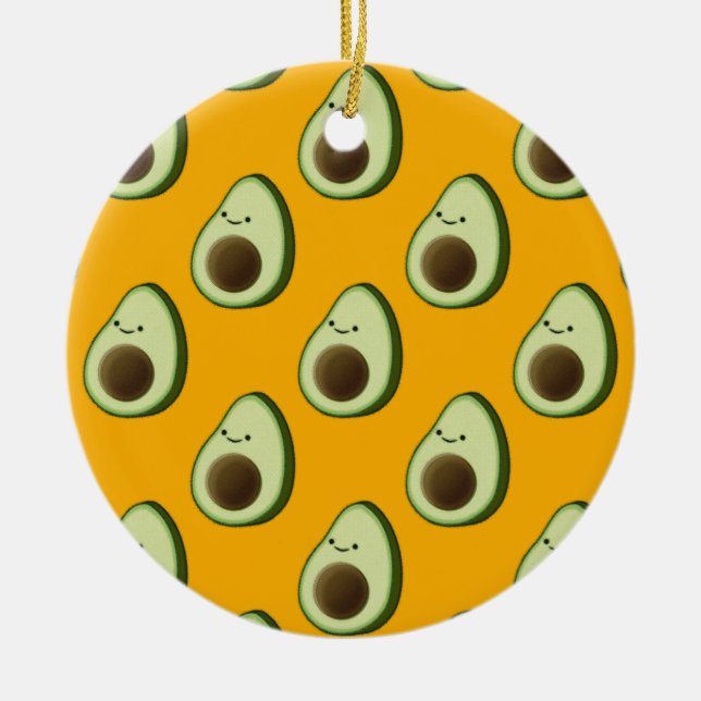 Avocado Pattern Ceramic Ornament (Front)