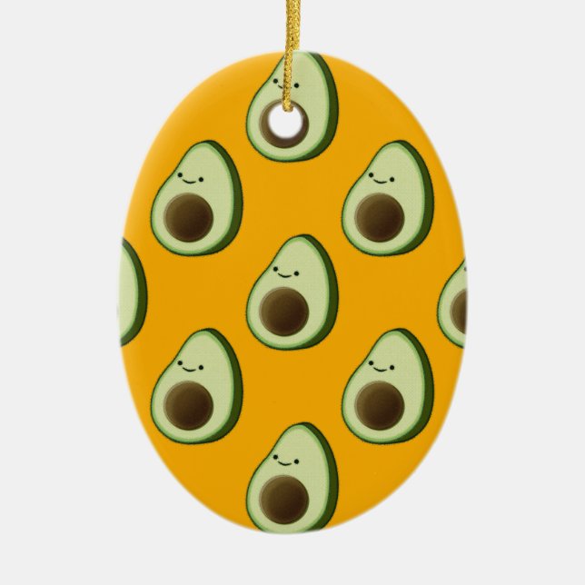 Avocado Pattern Ceramic Ornament (Front)