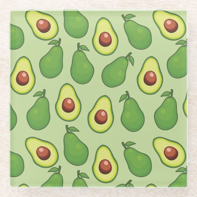 Avocado Pattern Glass Coaster (Front)