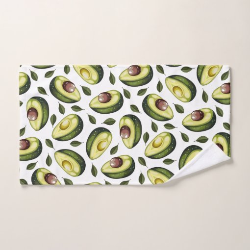 Avocado Pattern Green White Bath Towel Set Zazzle