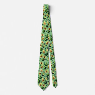 Avocado Pattern Green Yellow Colorful Neck Tie