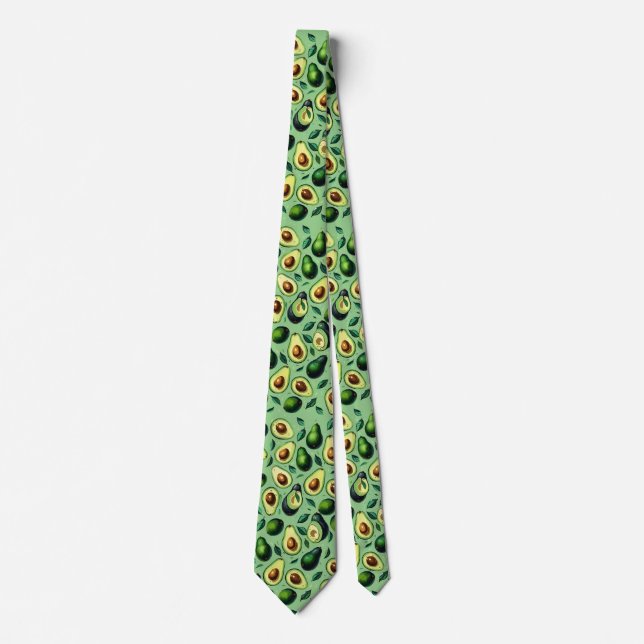 Avocado Pattern Green Yellow Colorful Neck Tie (Front)