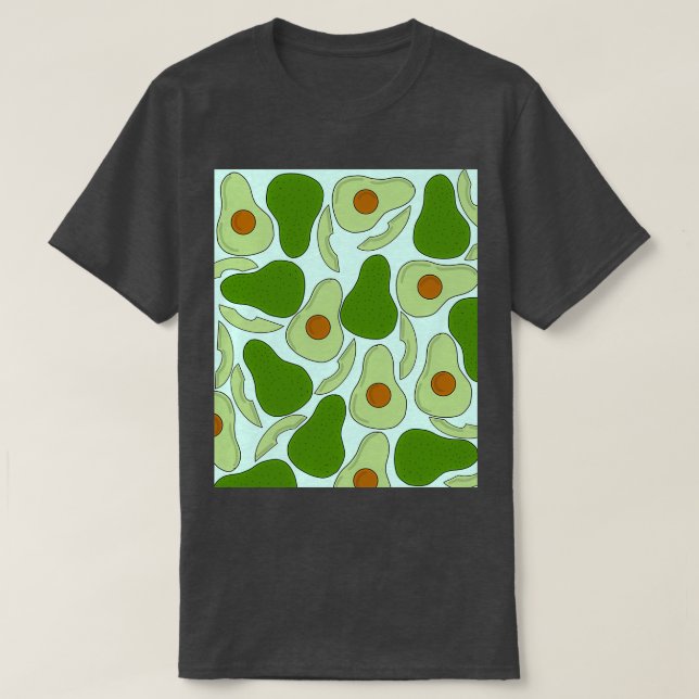 Avocado Pattern in Green T-Shirt (Design Front)