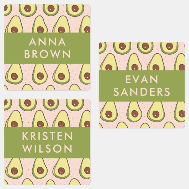 Avocado Pattern Kids Back to School Waterproof Labels (Group)