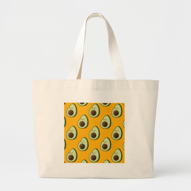 Avocado Pattern Large Tote Bag (Front)