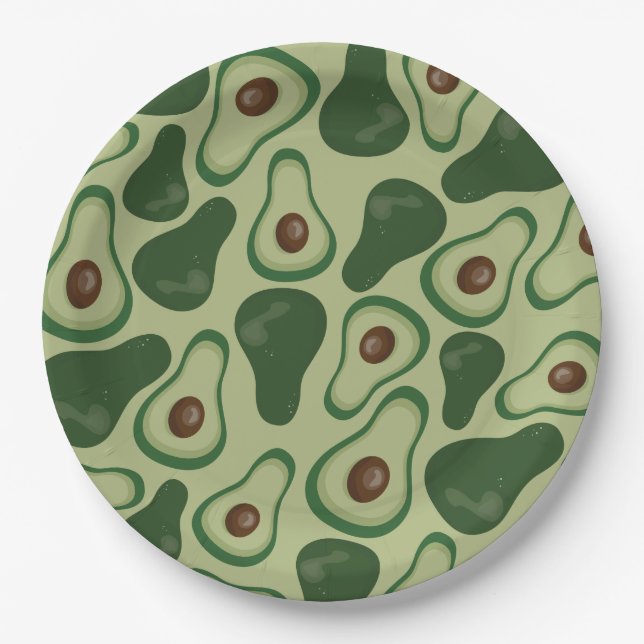 Avocado pattern paper plates (Front)