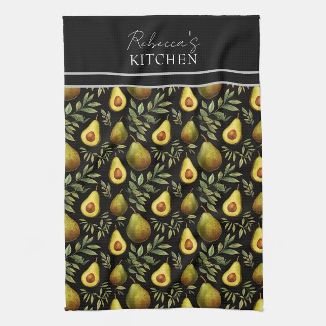 Avocado Pattern Personalized Kitchen  Towel (Vertical)