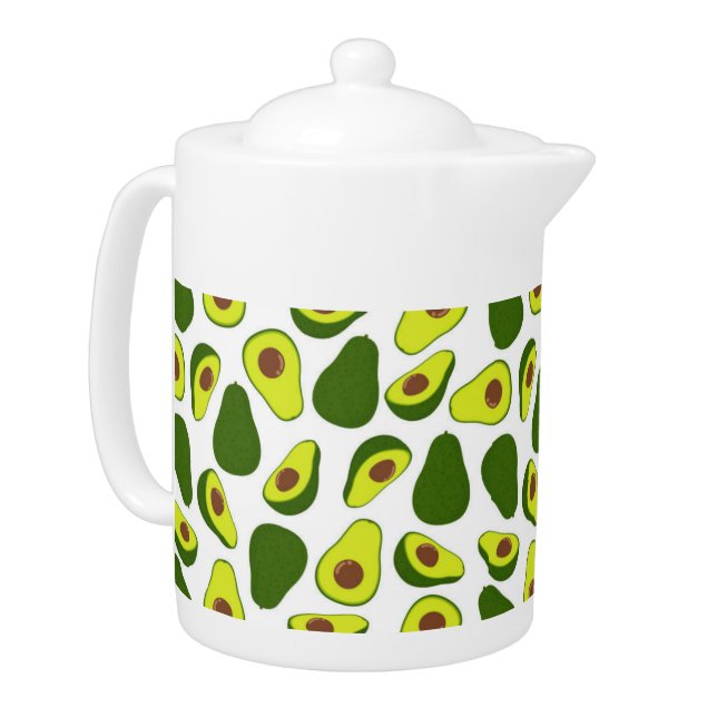 Avocado Pattern Printed Teapot  (Left)