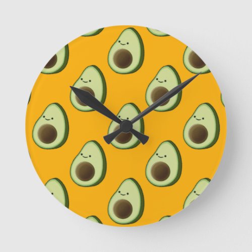 Avocado Pattern Round Clock
