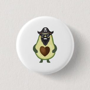 Avocado Pirate Green Beard Funny Food for Kids Button