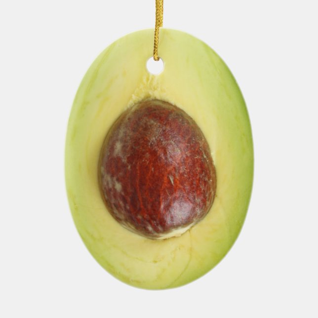 Avocado Pit Ceramic Ornament (Front)