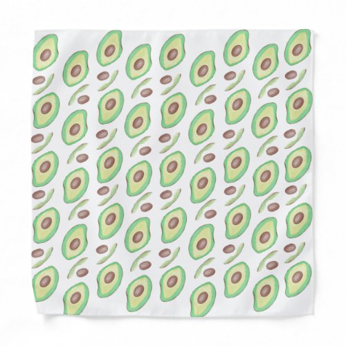 Avocado Pits Slices Fruit Hand Drawn Pattern   Bandana