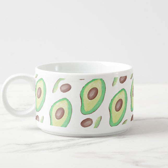 Avocado Pits Slices Fruit Hand Drawn Pattern   Bowl (Right)