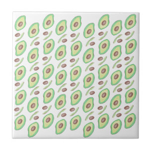 Avocado Pits Slices Fruit Hand Drawn Pattern Ceramic Tile