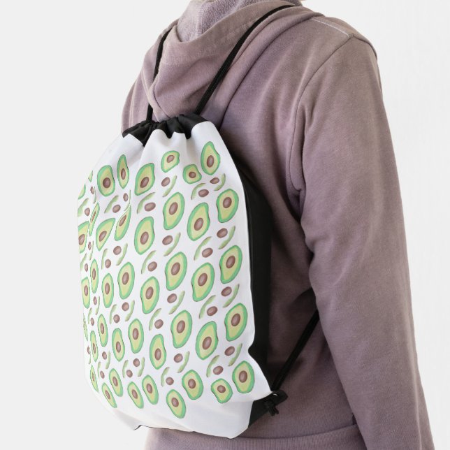 Avocado Pits Slices Fruit Hand Drawn Pattern    Drawstring Bag (Insitu)