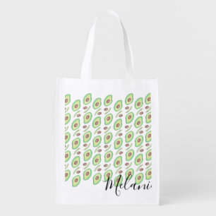 Avocado Pits Slices Fruit Hand Drawn Pattern Grocery Bag