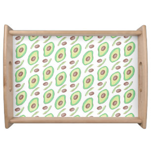 Avocado Pits Slices Fruit Hand Drawn Pattern Serving Tray