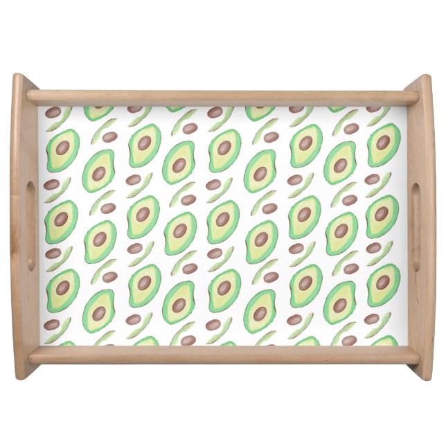 Avocado Pits Slices Fruit Hand Drawn Pattern   Serving Tray (Front)