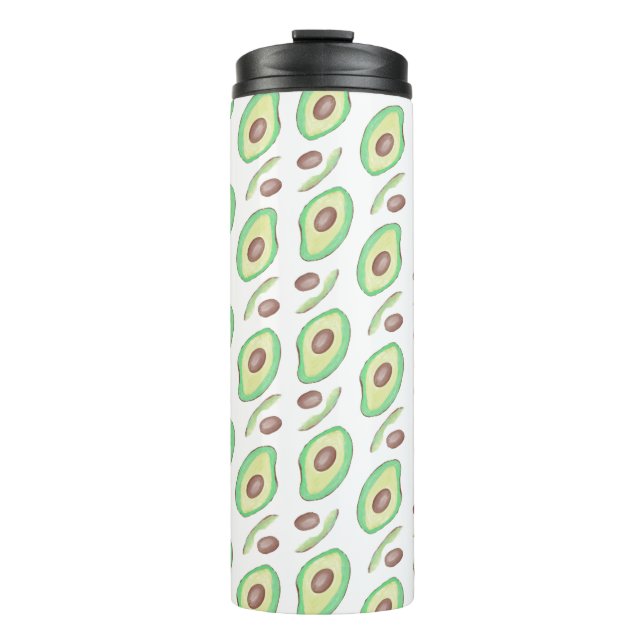 Avocado Pits Slices Fruit Hand Drawn Pattern   Thermal Tumbler (Front)