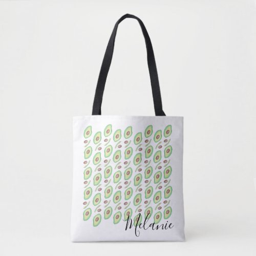 Avocado Pits Slices Fruit Hand Drawn Pattern  Tote Bag
