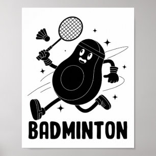 Avocado Playing Badminton Healthy Vegetarian Food Poster