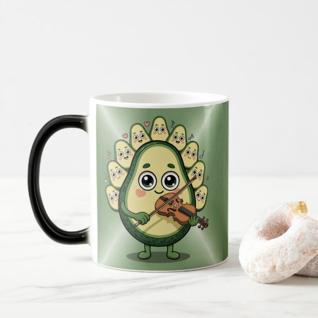 Avocado Playing Violin Morphing Mug (With Donut)