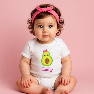 Avocado Pretty Girl Pink Bow Baby Bodysuit