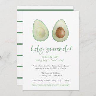 Avocado Punny Funny Couples Baby Shower Invitation