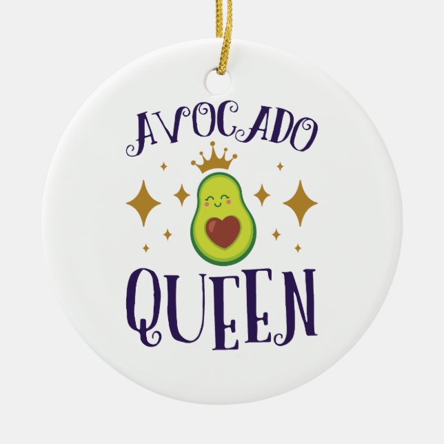 Avocado Queen Ceramic Ornament (Front)