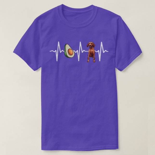 Avocado Redbone Coonhound Heartbeat Dog Lover  T-Shirt (Design Front)