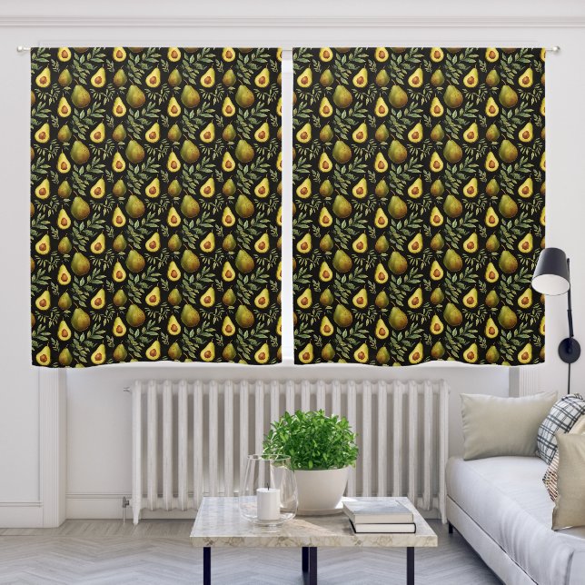 Avocado Repeat Pattern Blackout Curtains (Living Room)