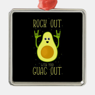 Avocado Rock Out With Your Guac Out Metal Ornament