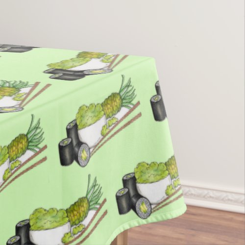 Avocado Rolls Wasabi Sushi Japanese Food Dinner Tablecloth