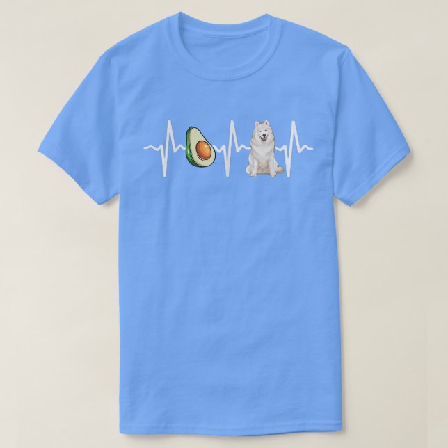 Avocado Samoyed Heartbeat Dog Lover  T-Shirt (Design Front)