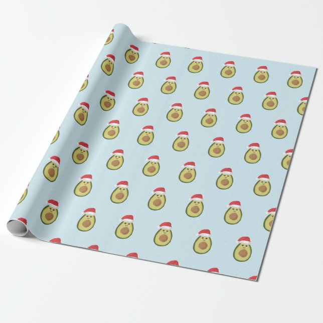 Avocado Santa Christmas Wrapping Paper (Unrolled)