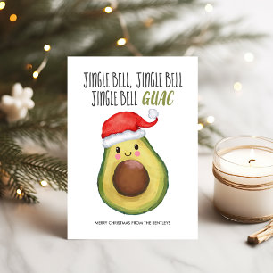 Avocado Santa Jingle Bell Guac Christmas Holiday Card