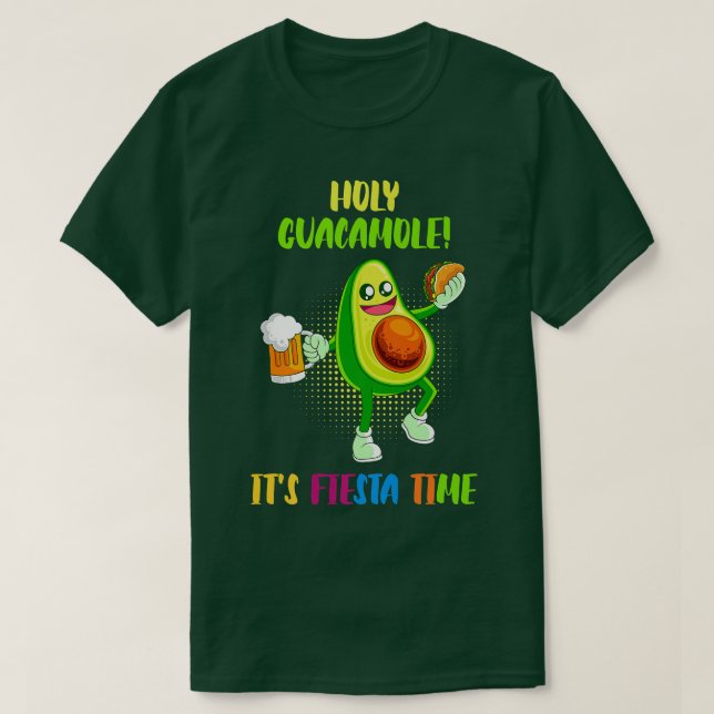 Avocado Saying Holy Guacamole Vegan Vegetarian Mex T-Shirt (Design Front)