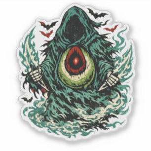 Avocado Shadow Phantom Halloween — Dark Art Retro Sticker