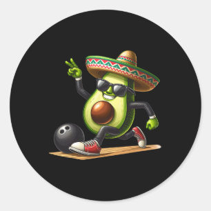 Avocado Showing Bowling Skills Cinco De Mayo Funny Classic Round Sticker
